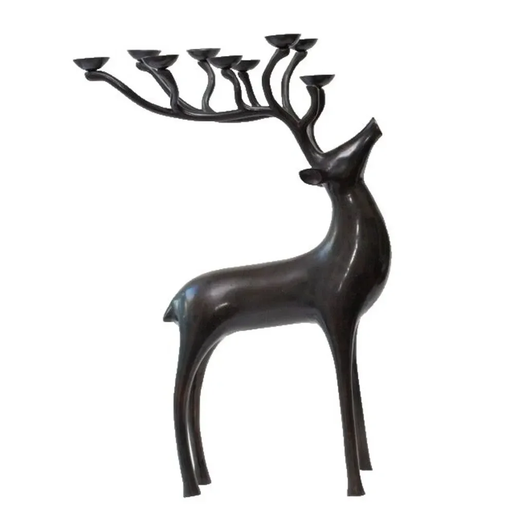 Pottery Barn Black Metal Reindeer Candelabra Candle Holder 20